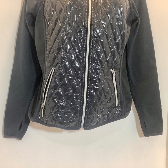 Jacket GGblue Black Quilted Front / Back Sz Small Stretch - Picture 4 of 11